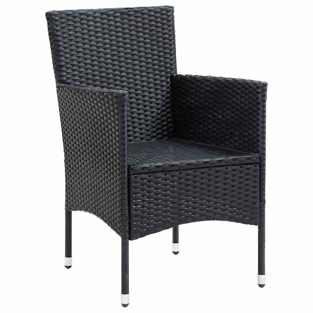5-tlg. Garten-Essgruppe Schwarz Poly Rattan und Glas