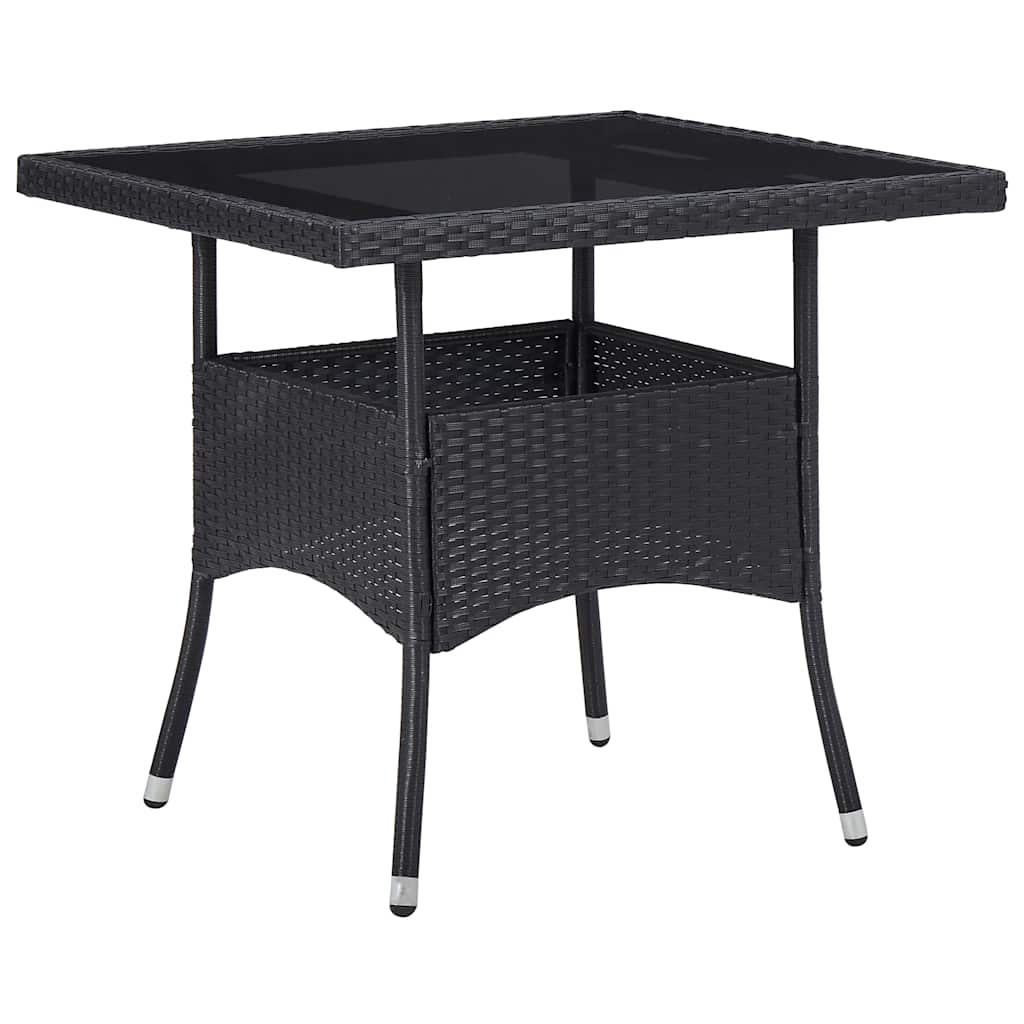 5-tlg. Garten-Essgruppe Schwarz Poly Rattan und Akazienholz
