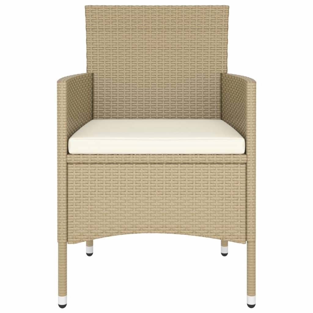 5-tlg. Garten-Bistro-Set Poly Rattan und Hartglas Beige