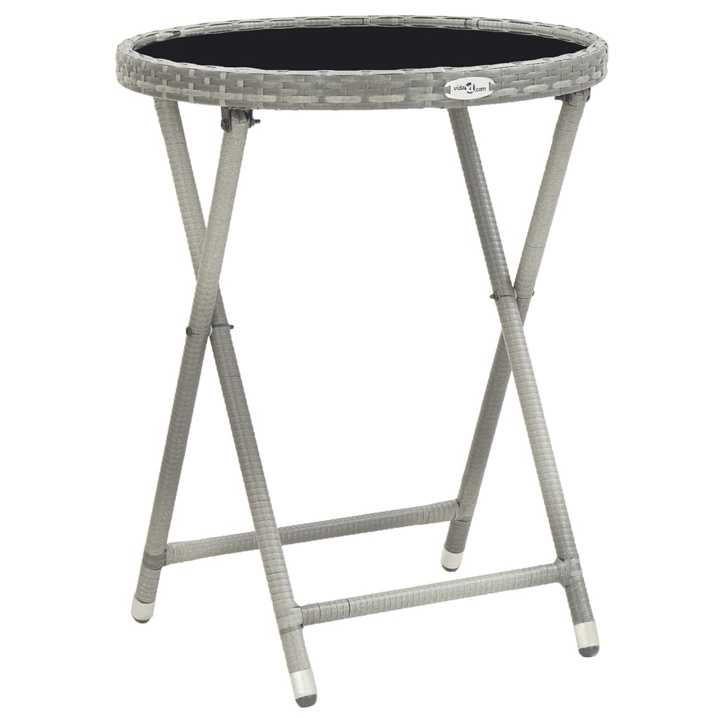 5-tlg. Garten-Bistro-Set Poly Rattan und Hartglas Grau