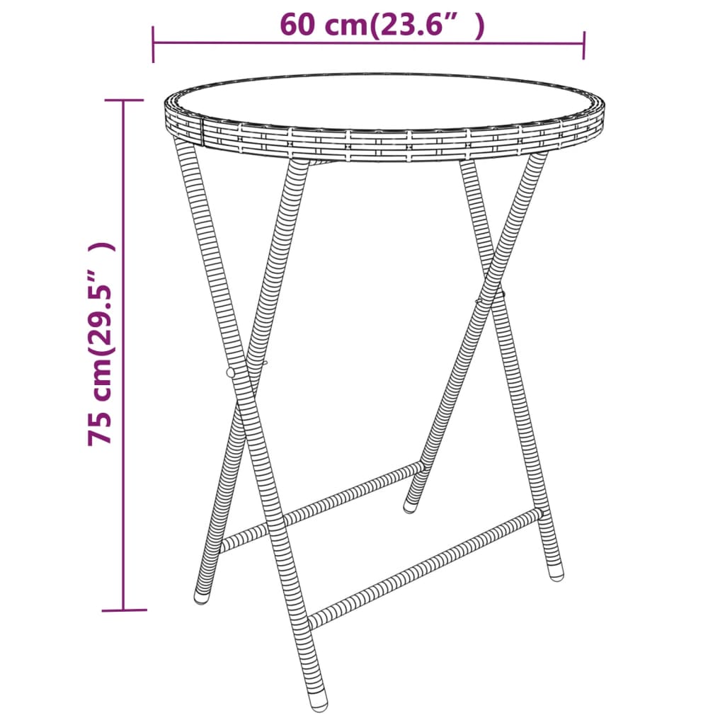 5-tlg. Garten-Bistro-Set Poly Rattan und Hartglas Grau