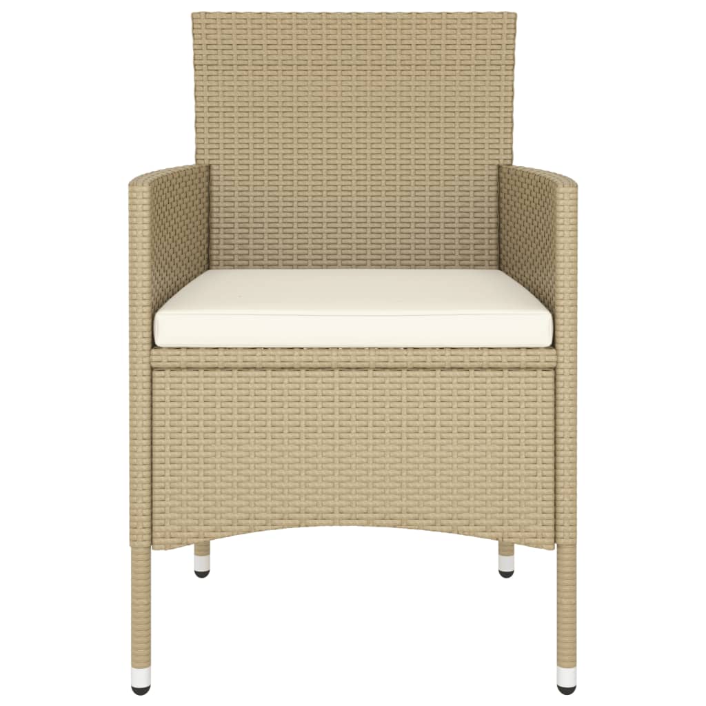 5-tlg. Garten-Bistro-Set Poly Rattan und Hartglas Beige
