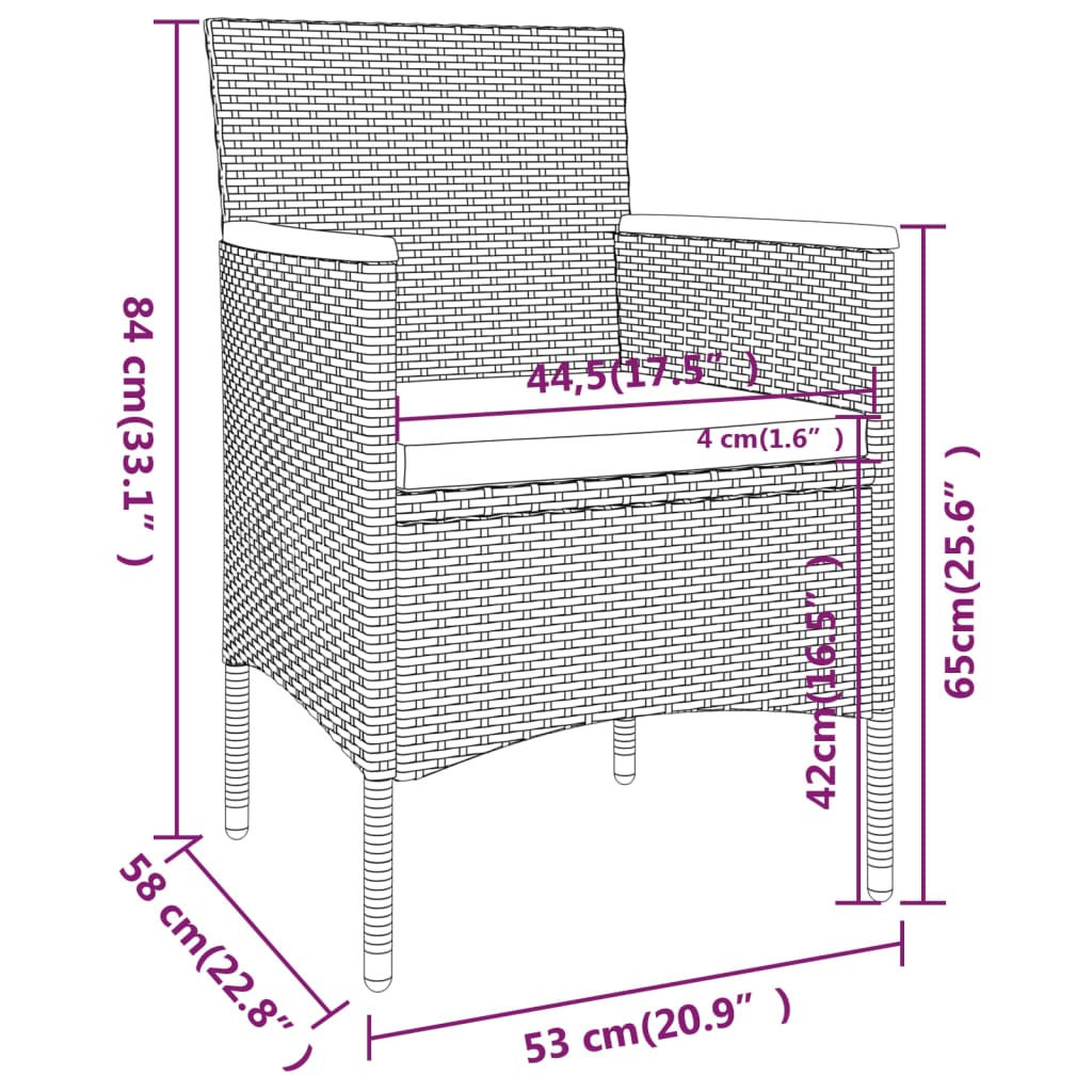5-tlg. Garten-Bistro-Set Poly Rattan und Hartglas Schwarz