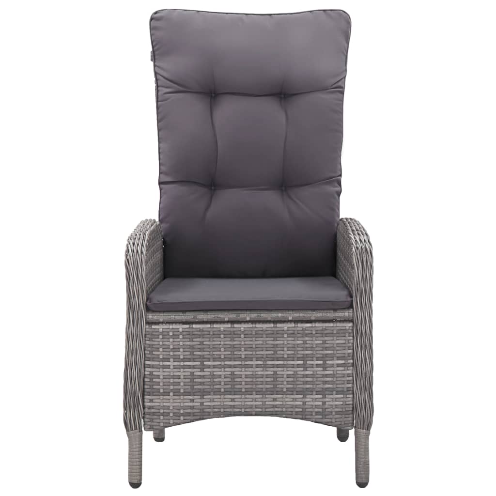 3-tlg. Bistro-Set Poly Rattan und Akazienholz Grau