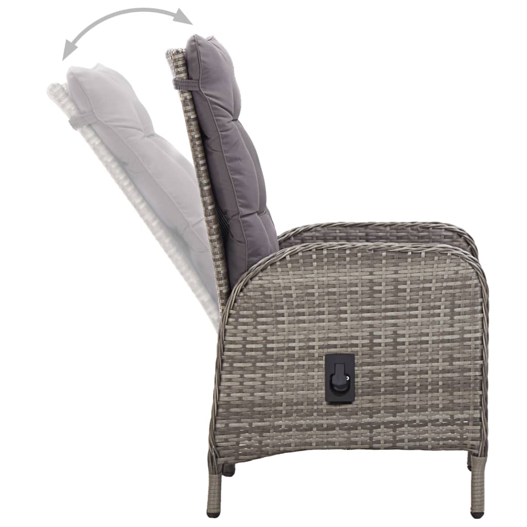 5-tlg. Garten-Bistro-Set Poly Rattan Grau