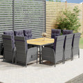 11-tlg. Garten-Essgruppe Poly Rattan Grau