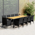 11-tlg. Garten-Essgruppe Poly Rattan Schwarz