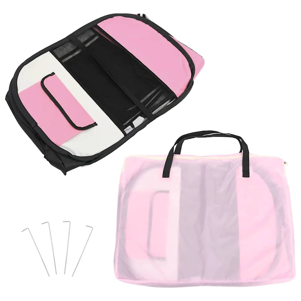 Faltbarer Welpenlaufstall mit Tragetasche Rosa 90x90x58 cm