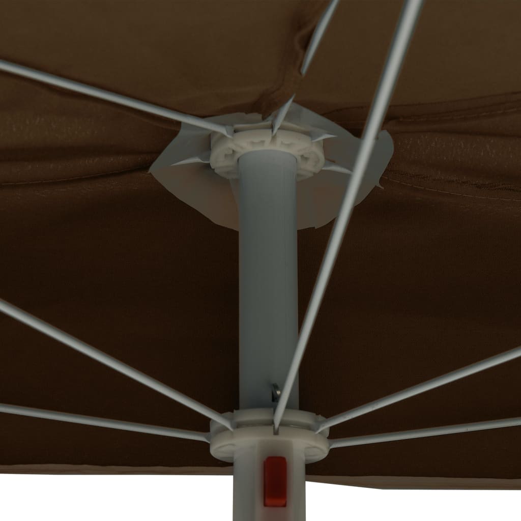 Halb-Sonnenschirm mit Mast 180x90 cm Taupe