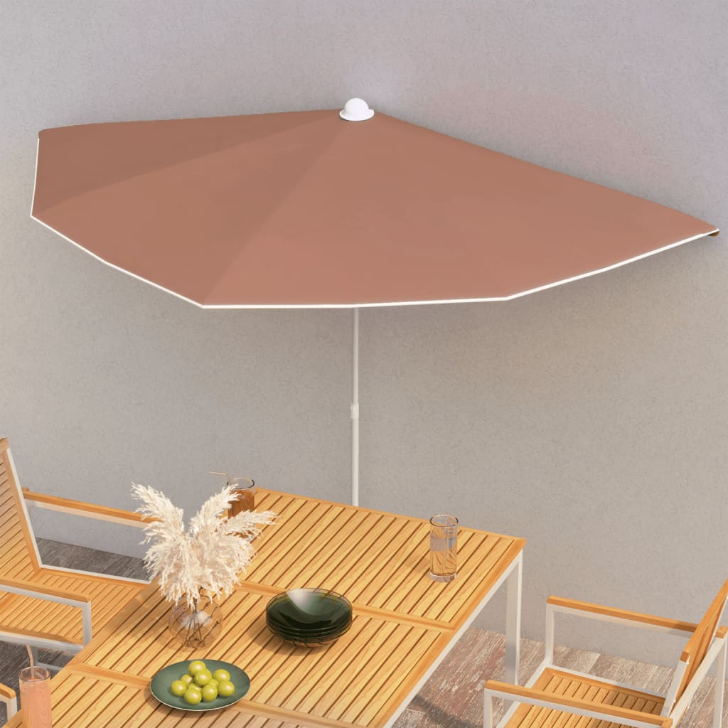 Halb-Sonnenschirm mit Mast 180x90 cm Terrakottarot
