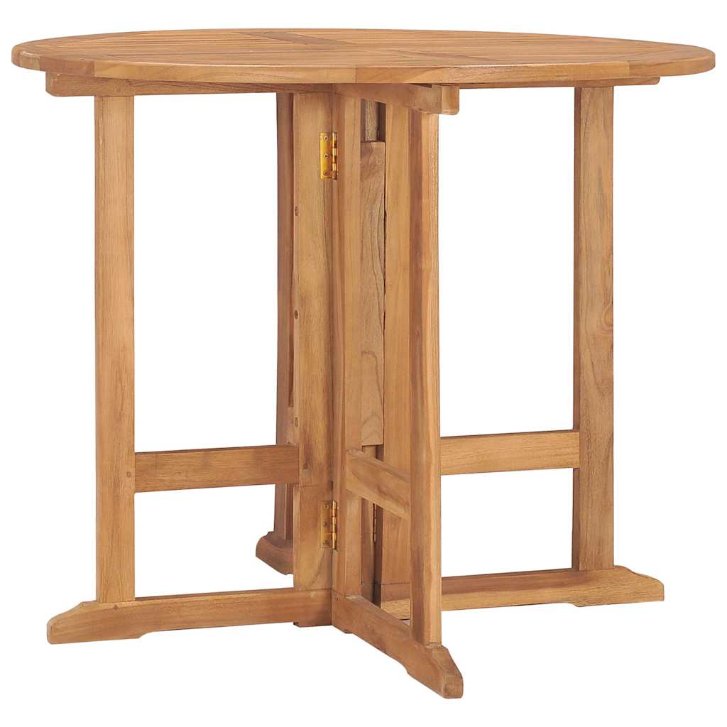 Klappbarer Garten-Esstisch Ø90x75 cm Massivholz Teak