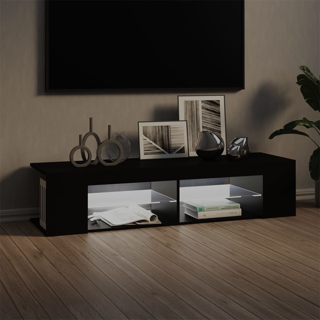 TV-Schrank mit LED-Leuchten Schwarz 135x39x30 cm
