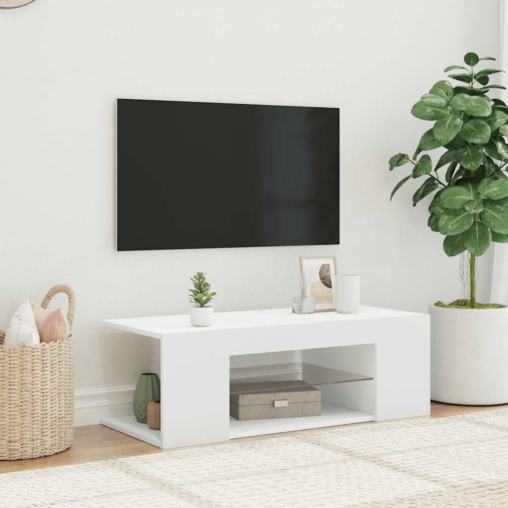 TV-Schrank mit LED-Leuchten Weiß 90x39x30 cm