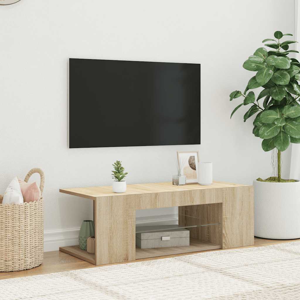 TV-Schrank mit LED-Leuchten Sonoma-Eiche 90x39x30cm
