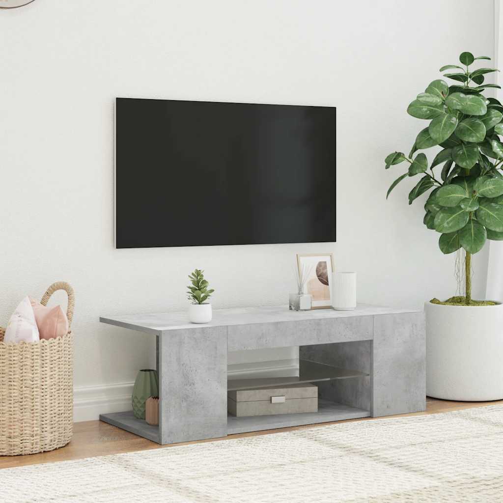 TV-Schrank mit LED-Leuchten Betongrau 90x39x30 cm
