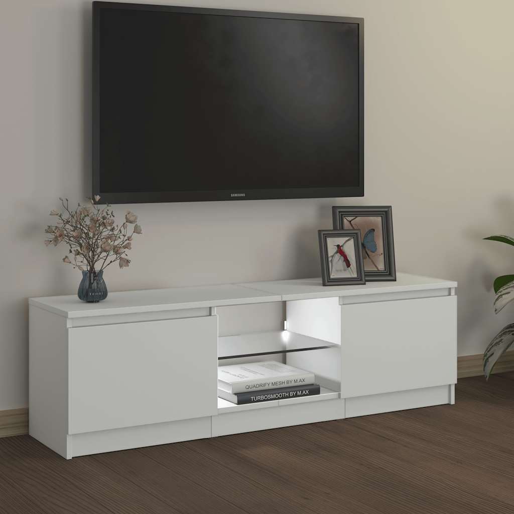 TV-Schrank mit LED-Leuchten Weiß 120x30x36 cm