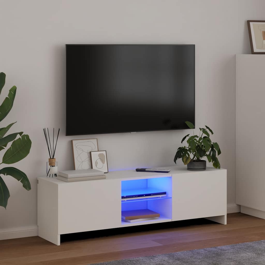 TV-Schrank mit LED-Leuchten Weiß 120x30x36 cm