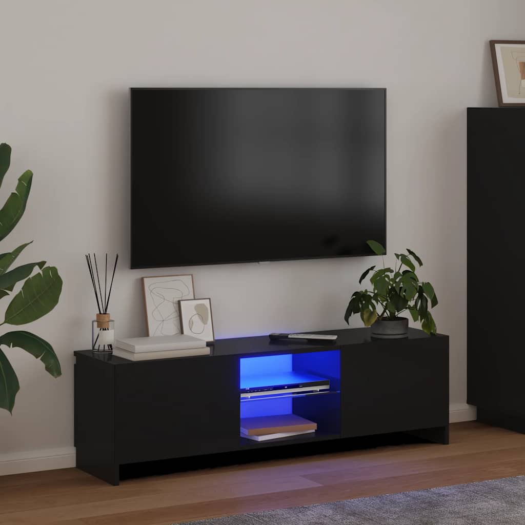 TV-Schrank mit LED-Leuchten Schwarz 120x30x36 cm