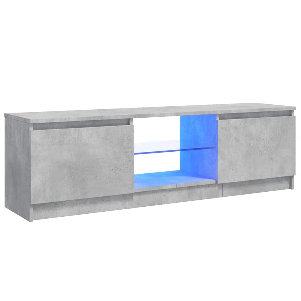 TV-Schrank mit LED-Leuchten Betongrau 120x30x36 cm