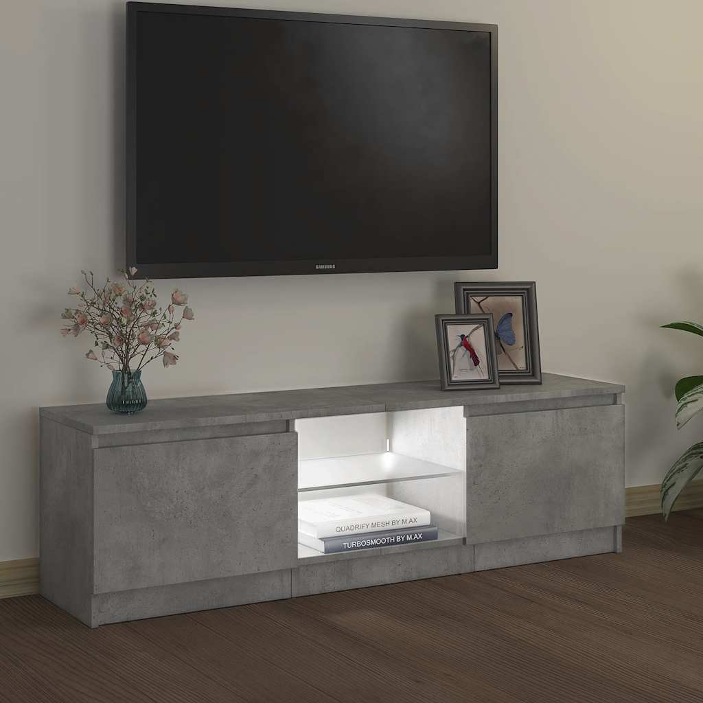 TV-Schrank mit LED-Leuchten Betongrau 120x30x36 cm
