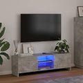 TV-Schrank mit LED-Leuchten Betongrau 120x30x36 cm