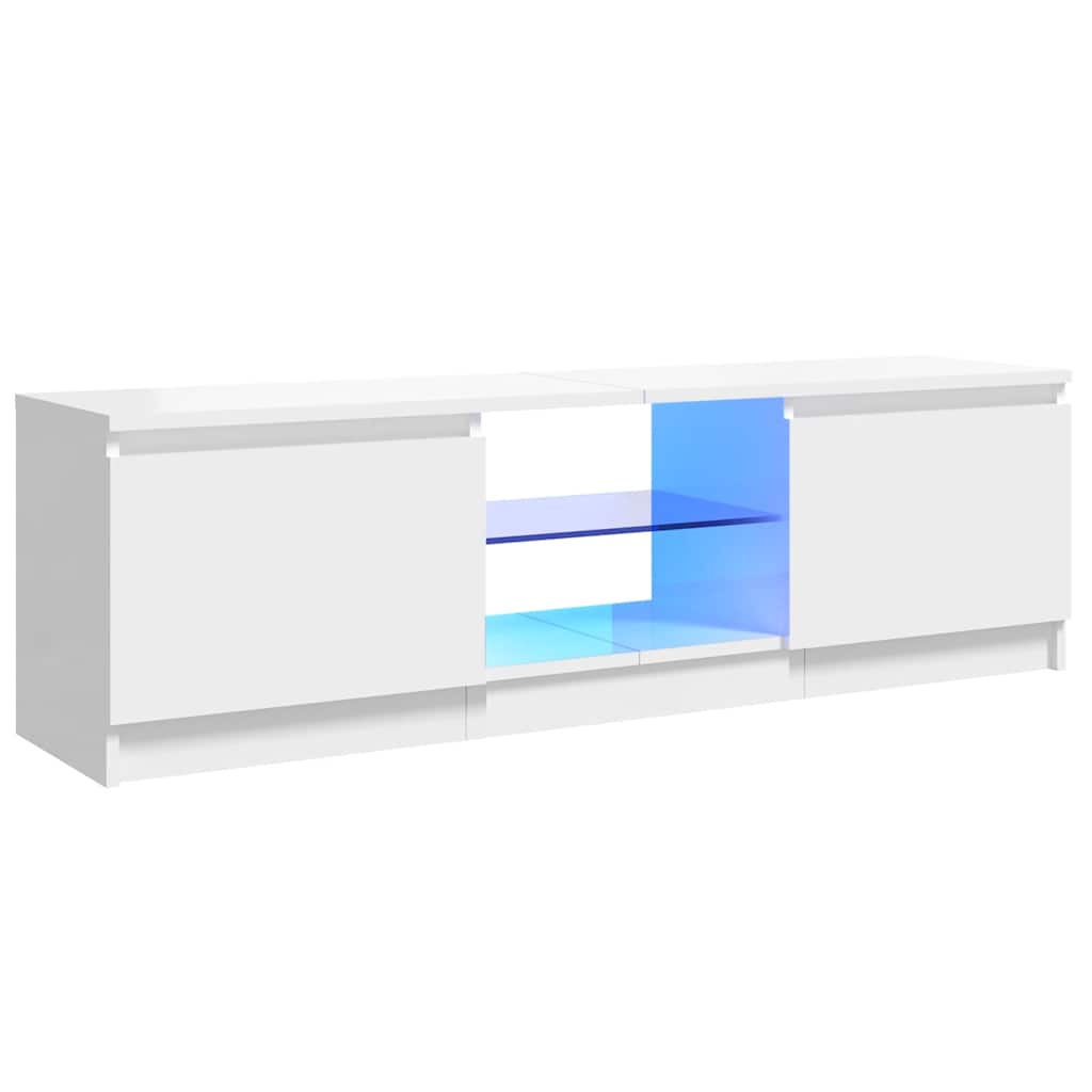 TV-Schrank mit LED-Leuchten Hochglanz-Weiß 120x30x36 cm
