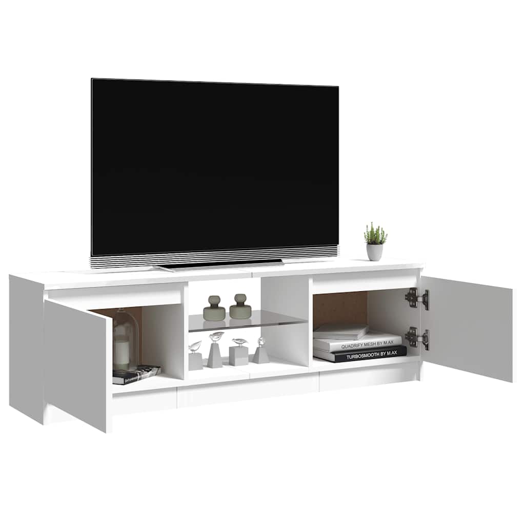 TV-Schrank mit LED-Leuchten Hochglanz-Weiß 120x30x36 cm