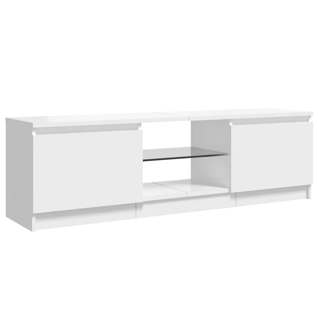 TV-Schrank mit LED-Leuchten Hochglanz-Weiß 120x30x36 cm