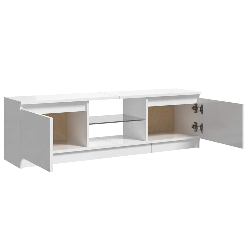 TV-Schrank mit LED-Leuchten Hochglanz-Weiß 120x30x36 cm