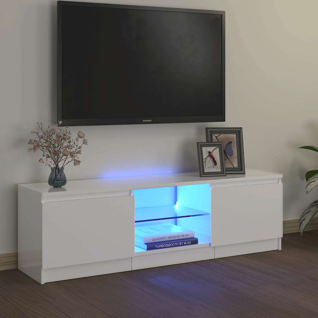 TV-Schrank mit LED-Leuchten Hochglanz-Weiß 120x30x36 cm