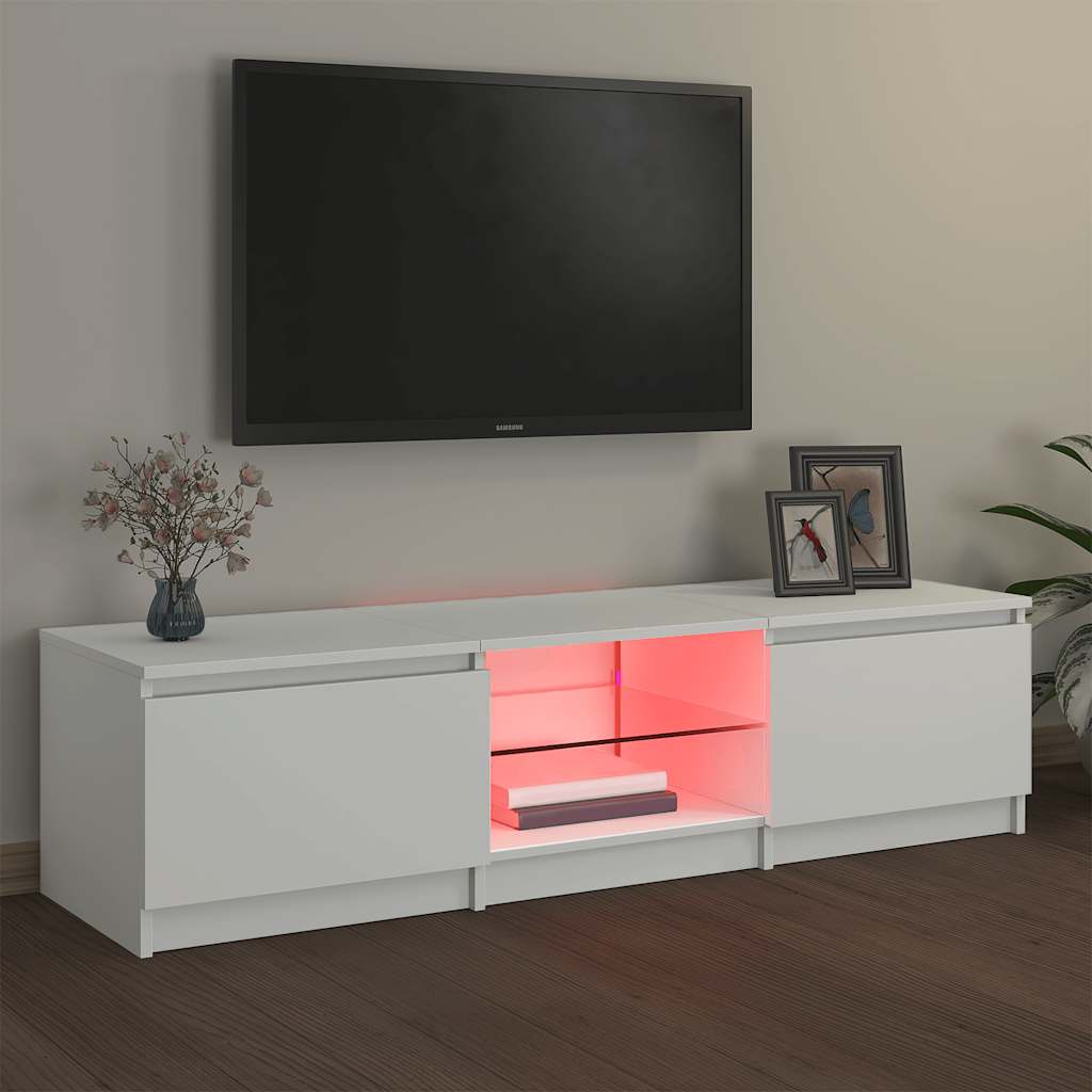 TV-Schrank mit LED-Leuchten Weiß 140x40x36 cm