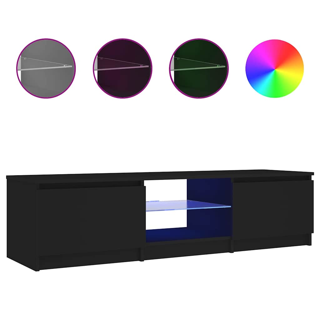 TV-Schrank mit LED-Leuchten Schwarz 140x40x36 cm