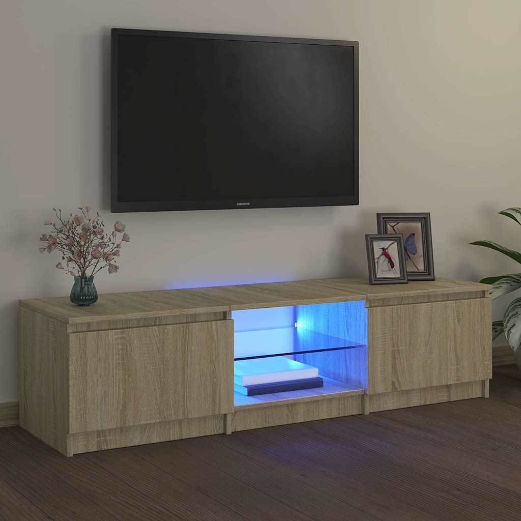 TV-Schrank mit LED-Leuchten Sonoma-Eiche 140x40x36 cm