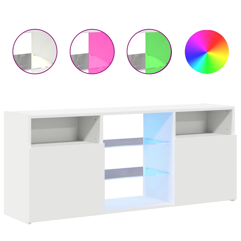 TV-Schrank mit LED-Leuchten Weiß 120x30x50 cm