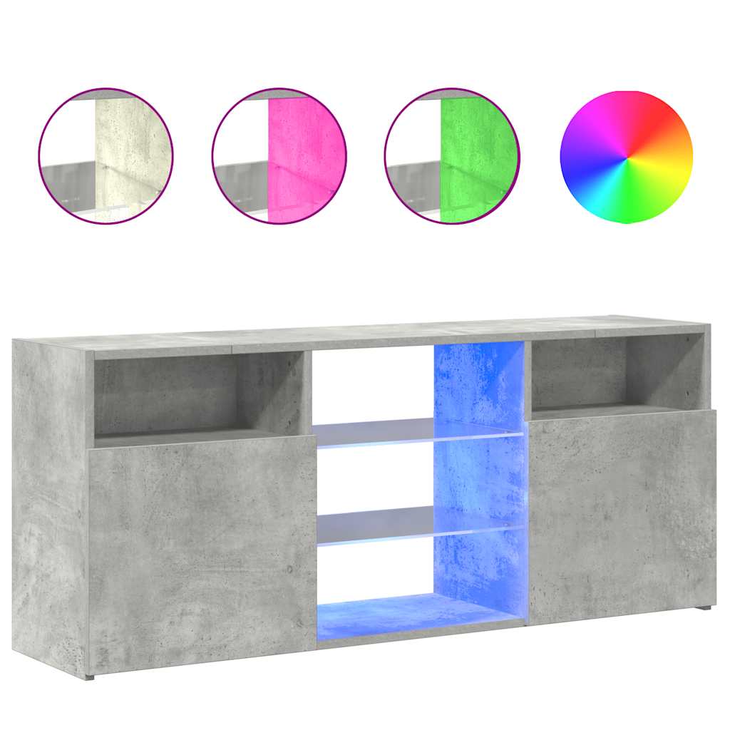 TV-Schrank mit LED-Leuchten Betongrau 120x30x50 cm