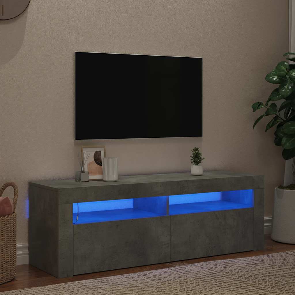 TV-Schrank mit LED-Beleuchtung Betongrau 120x35x40 cm
