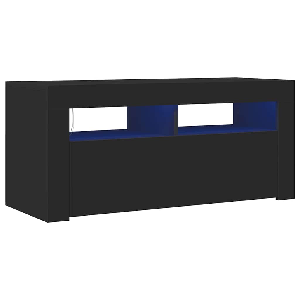 TV-Schrank mit LED-Beleuchtung Schwarz 90x35x40 cm
