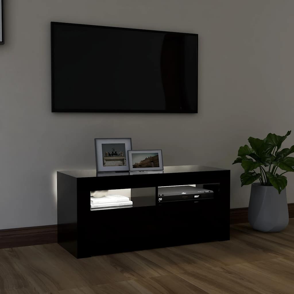 TV-Schrank mit LED-Beleuchtung Schwarz 90x35x40 cm