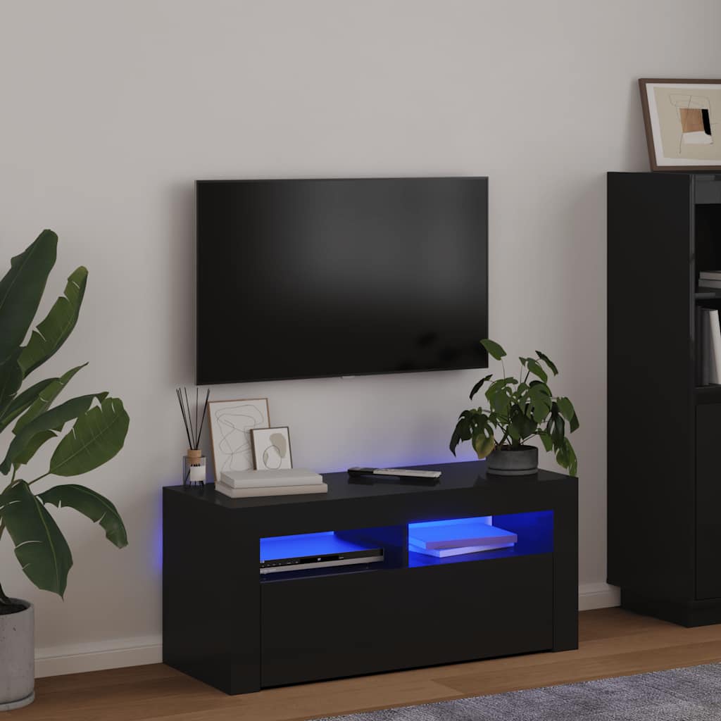 TV-Schrank mit LED-Beleuchtung Schwarz 90x35x40 cm