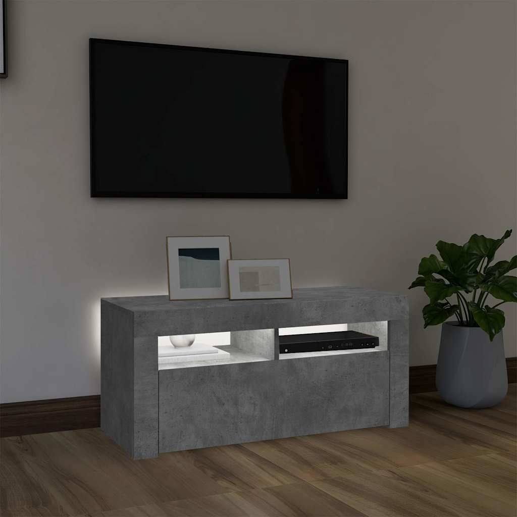 TV-Schrank mit LED-Leuchten Betongrau 90x35x40 cm