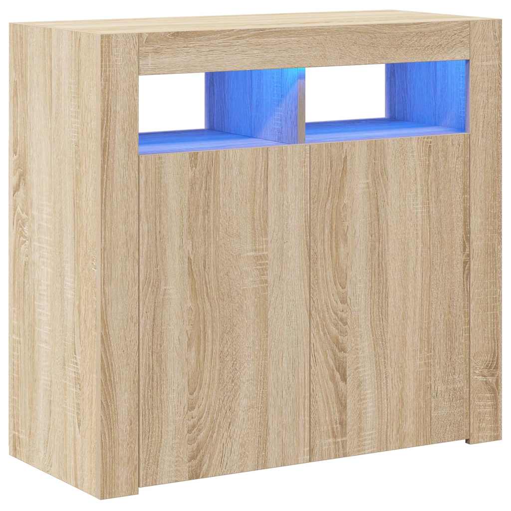 Sideboard mit LED-Leuchten Sonoma-Eiche 80x35x75 cm