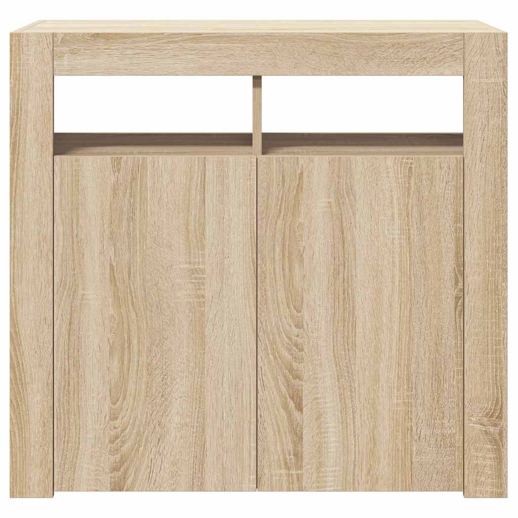 Sideboard mit LED-Leuchten Sonoma-Eiche 80x35x75 cm