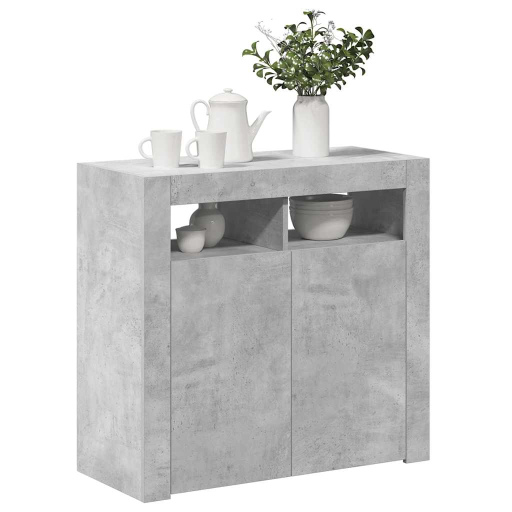 Sideboard mit LED-Leuchten Betongrau 80x35x75 cm