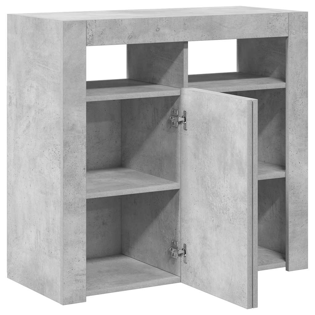 Sideboard mit LED-Leuchten Betongrau 80x35x75 cm