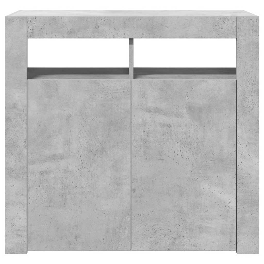 Sideboard mit LED-Leuchten Betongrau 80x35x75 cm