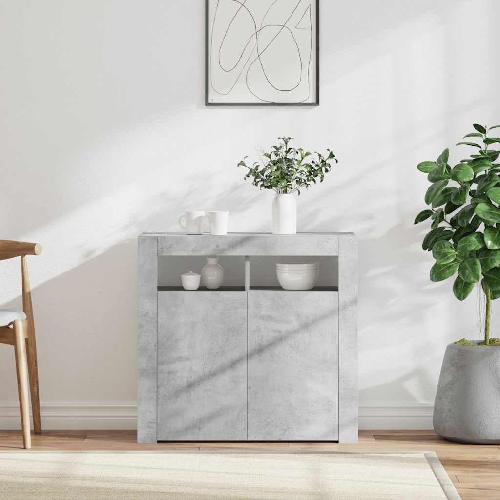 Sideboard mit LED-Leuchten Betongrau 80x35x75 cm