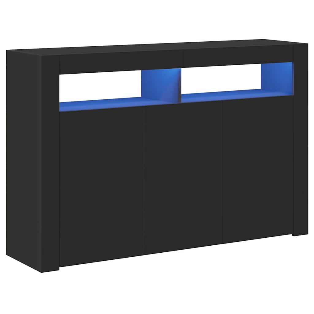 Sideboard mit LED-Leuchten Schwarz 115,5x30x75 cm