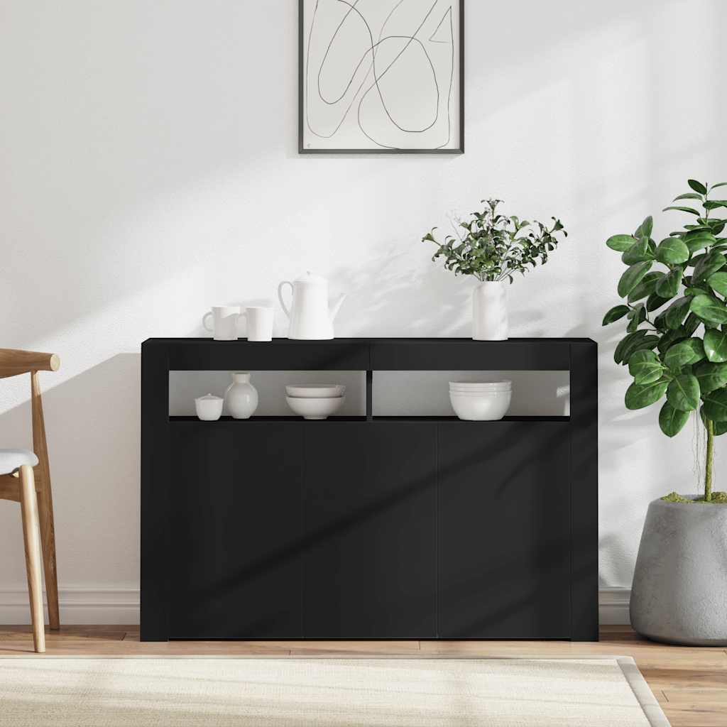 Sideboard mit LED-Leuchten Schwarz 115,5x30x75 cm