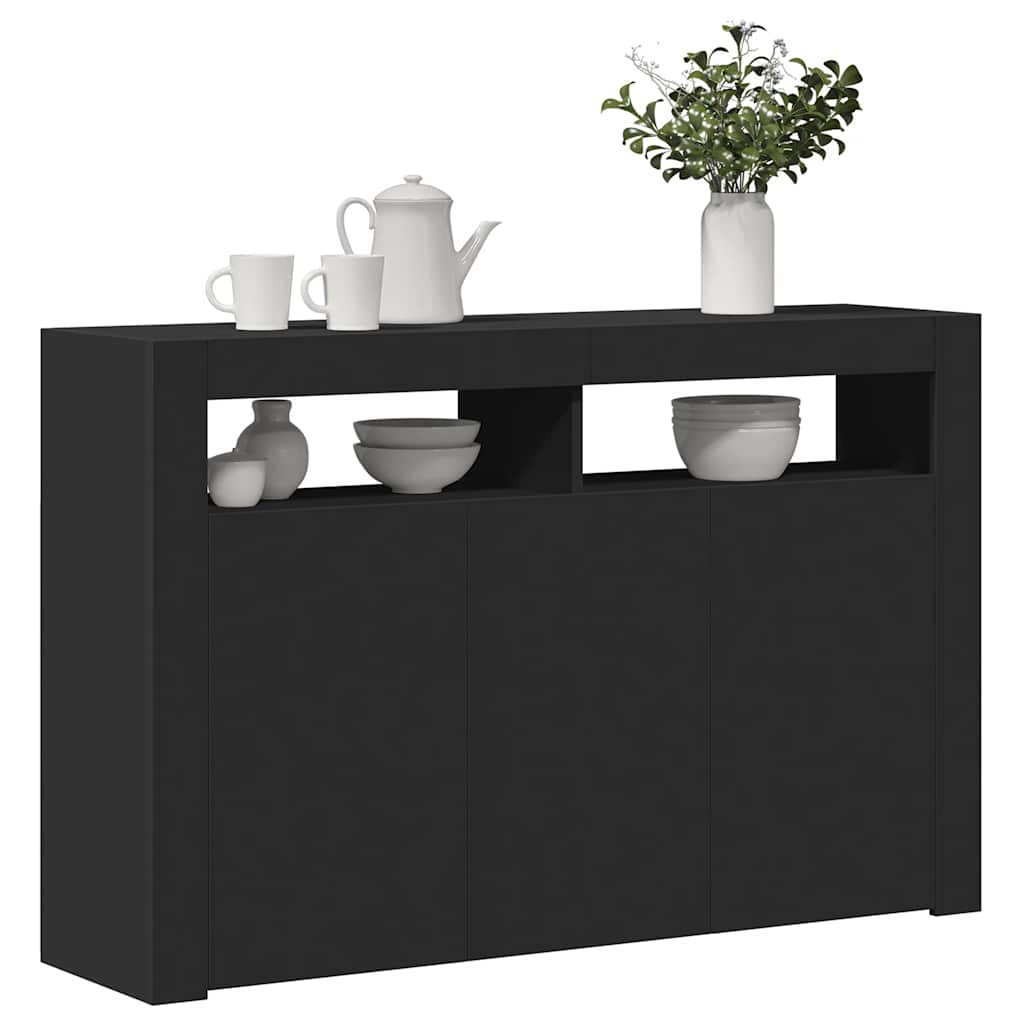 Sideboard mit LED-Leuchten Schwarz 115,5x30x75 cm