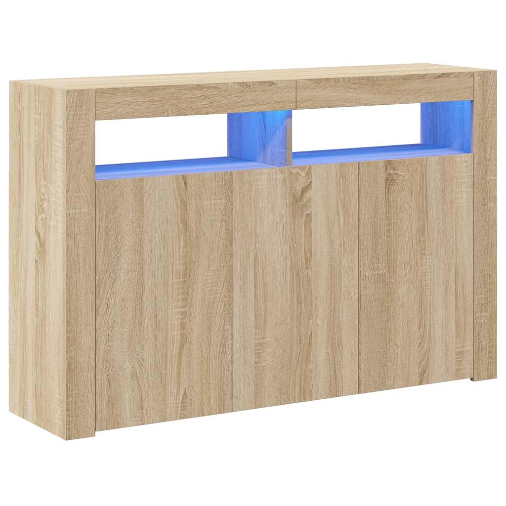 Sideboard mit LED-Leuchten Sonoma-Eiche 115,5x30x75 cm